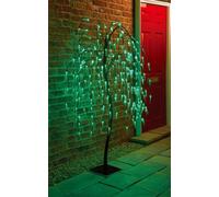 Spot On Dealz 5 Ft Weeping Willow Tree Outdoor Christmas Decorations 240 Green Led 8 Functions Tree Lights With Metal Flat Base