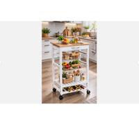 Spot On Dealz 5 Tier Kitchen Trolley Mobile Rolling Kitchen Island For Home 1 Drawer Metal Baskets Storage Shelf