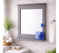 Spot On Dealz Bathroom Wall Mounted Mirror With Cosmetics Shelf Hanging Wooden Frame Elegant