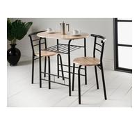 spot on dealz® Dining Table and Chairs Set 2 Seater Kitchen Dinning Room Space Saving Dining Set Tables Small Dinner Table Set Indoor Space Saver Metal Frame MDF Wood Top Oak