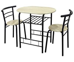 spot on dealz® Dining Table and Chairs Set 2 Seater Kitchen Dinning Room Space Saving Dining Set Tables Small Dinner Table Set Indoor Space Saver Metal Frame MDF Wood Top Oak