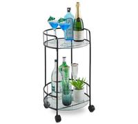 Spot On Dealz Drinks Trolley Kitchen Island Bar Cart Trolley Serving Trolleys With Two Glass Shelves Black