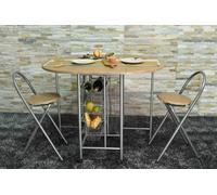 Dining Table and Chairs Space Saving Foldable Kitchen Breakfast Bar 2 Seater G-0527