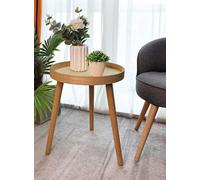 Spot On Dealz Side Table Natural Wooden Accent Table With Pine Legs And Mdf Tray Compact Round Design Small End Table