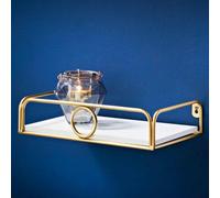 Spot On Dealz White Floating Shelf 30Cm Length With Small Gold Ring Design Display