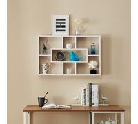 Spot On Dealz White Wall Mounted Floating Bookshelf Multi-Compartment Display Shelf For Bedroom & Living Room