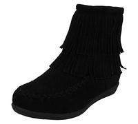 Spot On Girls Faux Suede Tassel Trim Ankle Boots