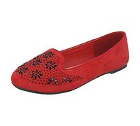 Spot On Girls Flat Slipper Cut Ballerinas H2441 - Red Microfibre - UK Size 2 - EU Size 34 - US Size 3