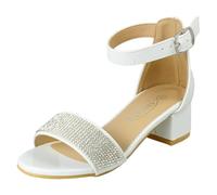 Spot On Girls Formal Heeled Sandals H1126 - White Synthetic Patent - UK Size 2 - EU Size 34 - US Size 3