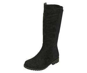 Spot On Girls Mid Heel Calf Boots H5083 - Black Microfibre - UK Size 2 - EU Size 34 - US Size 3