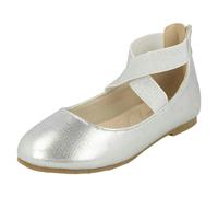 Spot On Girls Spot On Crossed Strap Ballerinas - Silver - UK 10 Child