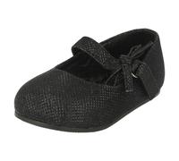 Spot On Girls Spot On Flat Shoe With Glitter Bow Decoration - Black - UK 6 Infant