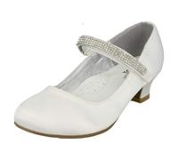 Spot On Girls Spot On Mid Heel Diamante Strap Shoes - White - UK 11 Child