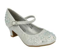 Girls Spot On Sparkly Kitten Heel Party Shoes