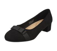Spot On Ladies Block Heel Formal Wide Fit Court Shoes F90151 - Black Microfibre - UK Size 9 - EU Size 42 - US Size 11