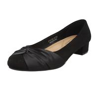Spot On Ladies Block Heel Wide Fit Formal Satin Bow Court Shoes F90150 - Black Microfibre - UK Size 4 - EU Size 37 - US Size 6
