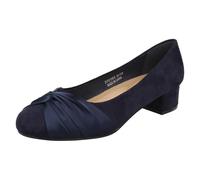 Spot On Ladies Block Heel Wide Fit Formal Satin Bow Court Shoes F90150 - Navy Microfibre - UK Size 9 - EU Size 42 - US Size 11