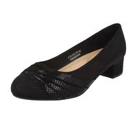 Spot On Ladies Block Heel Wide Fit Formal Satin Bow Court Shoes F90153 - Black Microfibre - UK Size 6 - EU Size 39 - US Size 8
