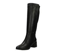 Spot On Ladies Block Heel Wide Fitting Knee High Boots F51256 - Black Synthetic - UK Size 6 - EU Size 39 - US Size 8