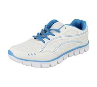 Spot On Ladies Casual Trainers - White/Blue Textile - UK Size 5 - EU Size 38 - US Size 7