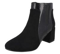 Spot On Ladies Chunky Heel Ankle Boots F51138 - Black Synthetic - UK Size 6 - EU Size 39 - US Size 8