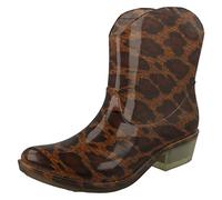 Spot On Chunky Heel Cowgirl Ankle Boot Welly - Tan Leopard Size UK 5