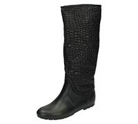 Spot On Ladies Crocodile Style Wellington Boots - Black Synthetic - UK Size 7 - EU Size 40 - US Size 9