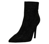 Spot On Ladies Diamante Covered High Heel Ankle Boots F51231 - Black - UK 7