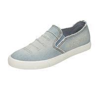 Spot On Ladies Distressed Denim Slip On Pumps - Light Blue Denim - UK Size 7 - EU Size 40 - US Size 9