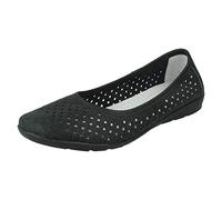 Spot On Ladies Eaze Flat Casual Ballerinas F80505 - Black Leather - UK Size 5 - EU Size 38 - US Size 7