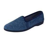 Spot On Ladies Flat Casual Slipper Shoes - Dusty Blue Textile - UK Size 6 - EU Size 39 - US Size 8