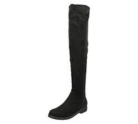 Spot On Ladies Flat Knee High Boots - Black Microfibre - UK Size 3 - EU Size 36 - US Size 5