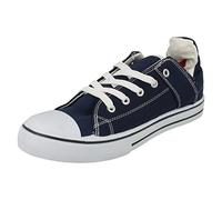 Spot On Ladies Flat Lace Up Canvas Shoes - Navy Canvas - UK Size 7 - EU Size 40 - US Size 9