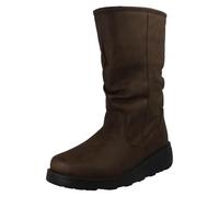 Spot On Ladies Fur Lined Zip Up Wide Fit Wedge Heel Mid Calf Boots F4466 - Brown Synthetic - UK Size 6 - EU Size 39 - US Size 8