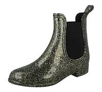 Spot On Ladies Glitter Ankle Wellingtons X1262 - Black Glitter Synthetic - UK Size 5 - EU Size 38 - US Size 7