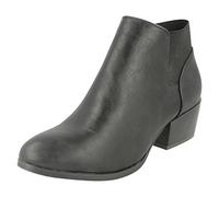 Spot On Ladies Heeled Ankle Boot - Black Synthetic - UK Size 6 - EU Size 39 - US Size 8