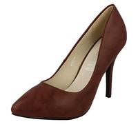 Spot On Ladies High Heel Pointed Toe Court Shoes - Burgundy Synthetic - UK Size 4 - EU Size 37 - US Size 6