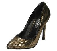 Spot On Ladies High Heel Pointed Toe Snake Design Court Shoes - Bronze Synthetic - UK Size 4 - EU Size 37 - US Size 6