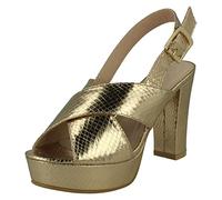 Spot On Ladies High Heeled Chunky Platform Sandals F12019 - Bronze Metallic Foil - UK Size 5 - EU Size 38 - US Size 7
