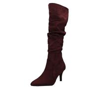 Spot On Ladies Knee High Boots F51243 - Aubergine Microfibre - UK Size 4 - EU Size 37 - US Size 6