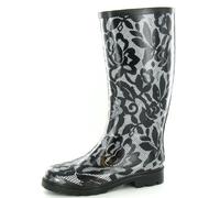Spot On Ladies Lace Print Rubber Wellington Boots X1103 Black 5 UK, 38 EU