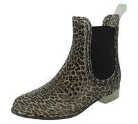 Spot On Ladies Leopard Print Ankle Wellingtons X1263 - Leopard Print Synthetic - UK Size 8 - EU Size 41 - US Size 10