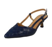 Spot On Ladies Spot On Woven Low Heel Shoes F00488 - Navy - UK 7
