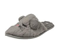 Spot On Ladies Mouse Detailed Mule Slippers X2116 - Grey Textile - UK Size 7 - EU Size 40 - US Size 9