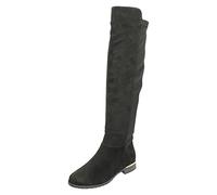 Spot On Ladies Over The Knee Boots F4446 - Black Microfibre - UK Size 7 - EU Size 40 - US Size 9
