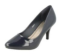 Spot On Ladies Patent Court Shoes - Navy Synthetic Patent - UK Size 6 - EU Size 39 - US Size 8