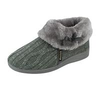 Spot On Ladies Rose Bank Memory Foam Knitted Bootee Slipper Karen - Grey Textile - UK Size 6 - EU Size 39 - US Size 8