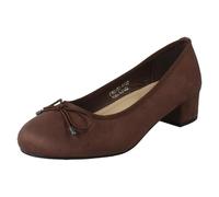 Spot On Ladies Short Heel Bow Detailed Court Shoes F90152 - Brown Microfibre - UK Size 8 - EU Size 41 - US Size 10