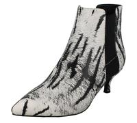 Spot On Ladies Spot On Animal Print Ankle Boots F51118 - White - UK 8
