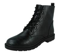 Spot On Ladies Spot On Casual Ankle Boots - Black Croc Print - UK 3